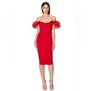 NOOKIE ELEGANZA MIDI DRESS - RED NWT